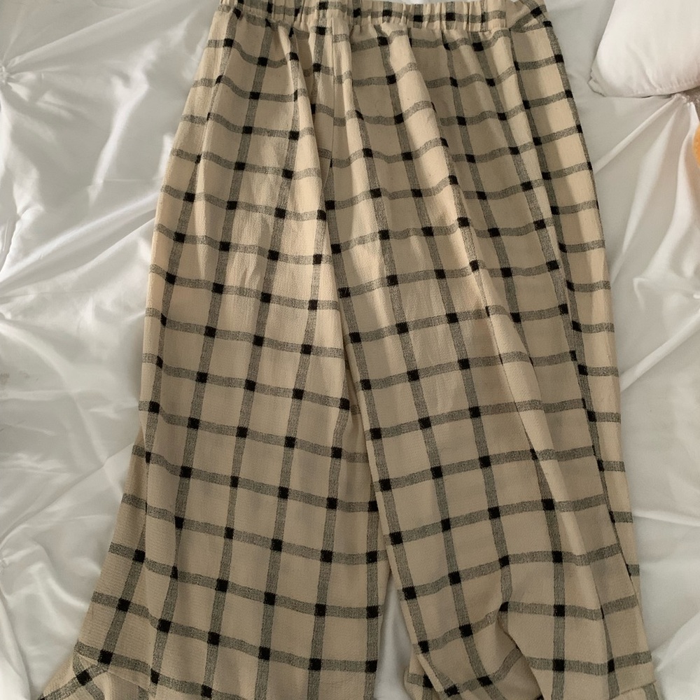 Plaid Wide-Leg Pants